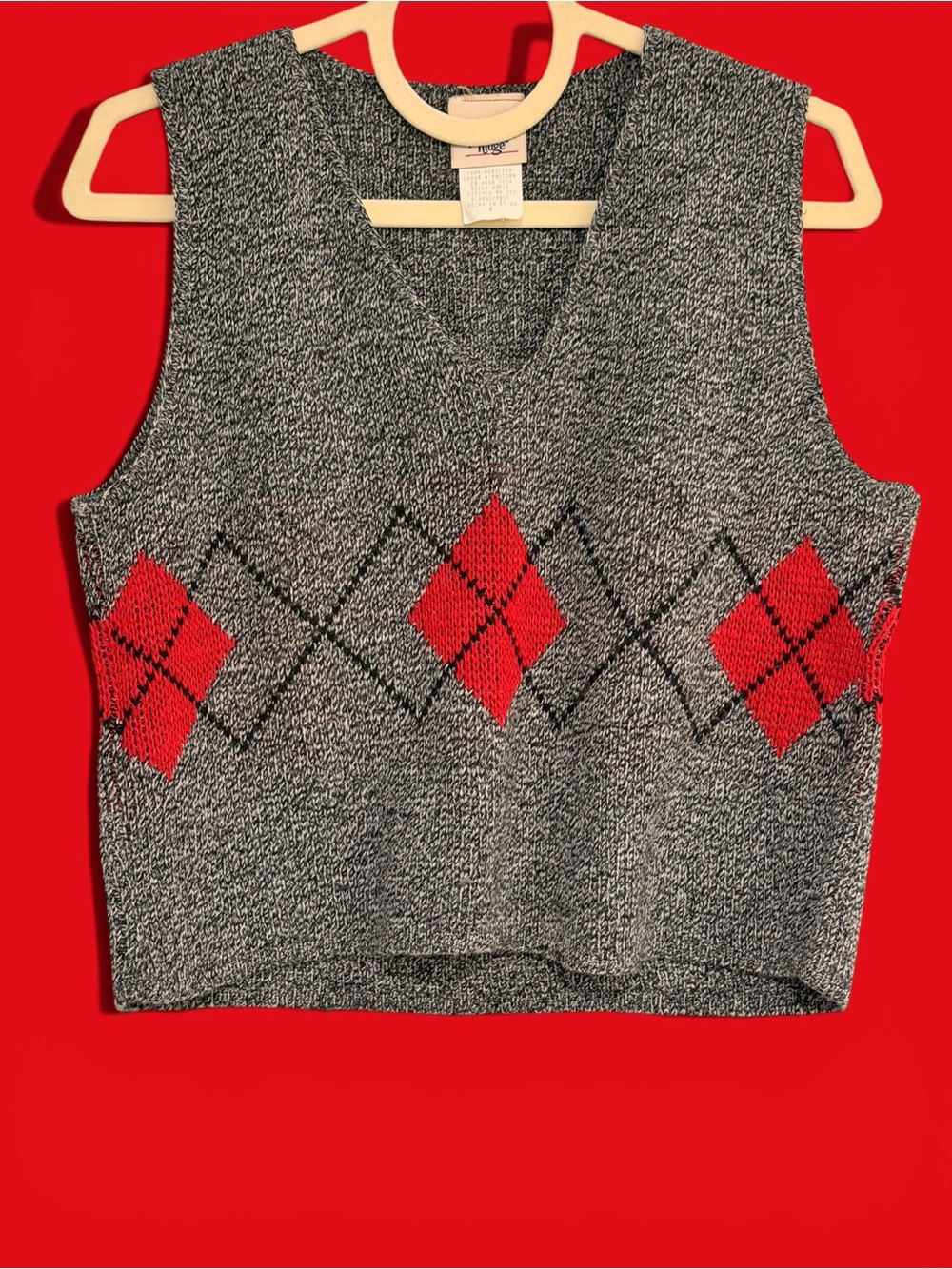 Huntington Ridge Vintage 1990s Gray Knit Sweater Vest Cottagecore
